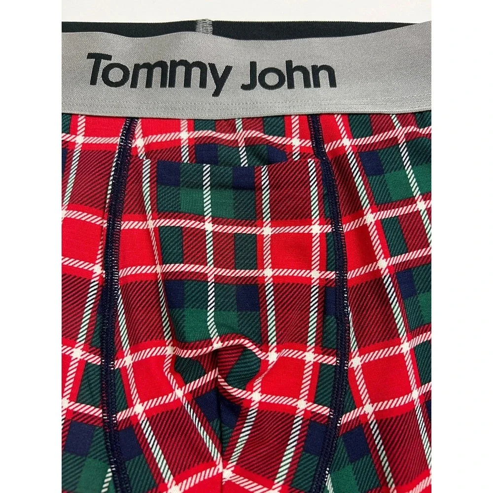 Tommy John Mens Boxer Brief Size Small Christmas Second Skin Haute Plaid Long C6